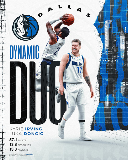 Kyrie Irving & Luka Doncic Dallas Mavericks NBA Dynamic Duo PSD
