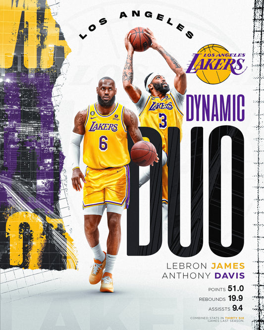 LeBron James & Anthony Davis Los Angeles Lakers NBA Dynamic Duo PSD