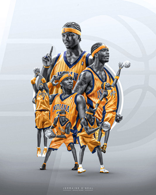 Jermaine O'Neal Indiana Pacers Throwback PSD